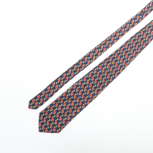 Vintage Mother Goose Mens Multicoloured Geometric Silk Pointed Tie One Size - Mother Goose Print