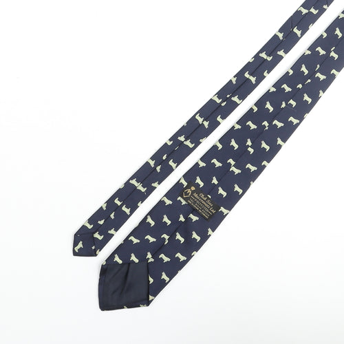Maccravats Mens Blue Geometric Polyester Pointed Tie One Size - British Charolais Cattle Print