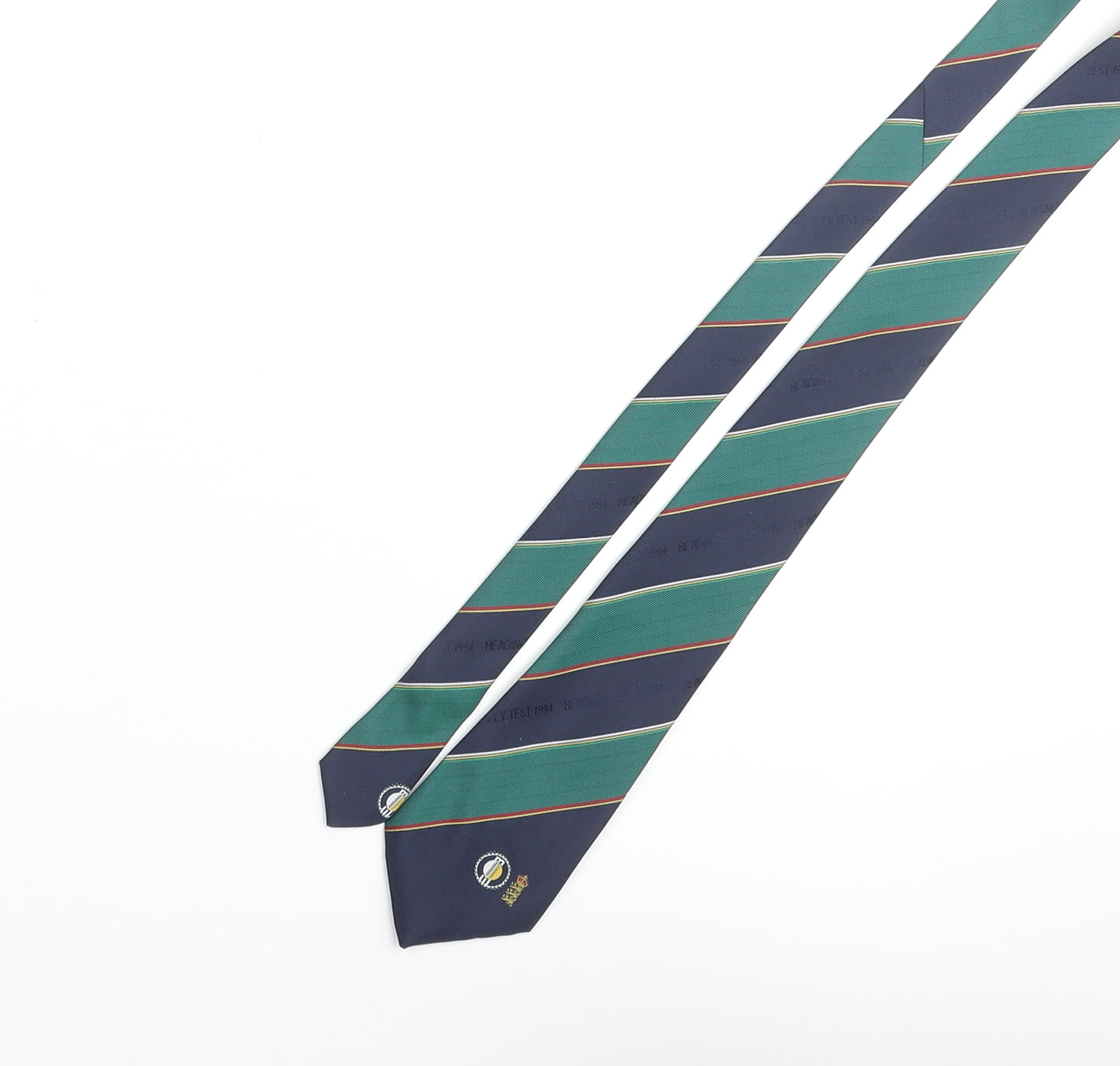Phil Carrick Mens Multicoloured Striped Polyester Pointed Tie One Size - Headingley Test 1994 Crest