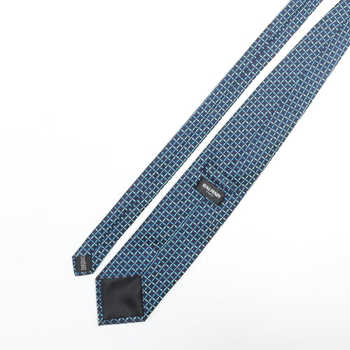 Balmain Mens Blue Plaids & Checks Silk Pointed Tie One Size