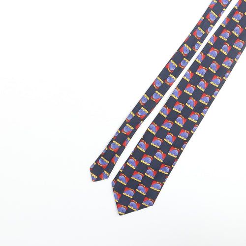 Vintage Whale Mens Multicoloured Geometric Silk Pointed Tie One Size - Whale Print