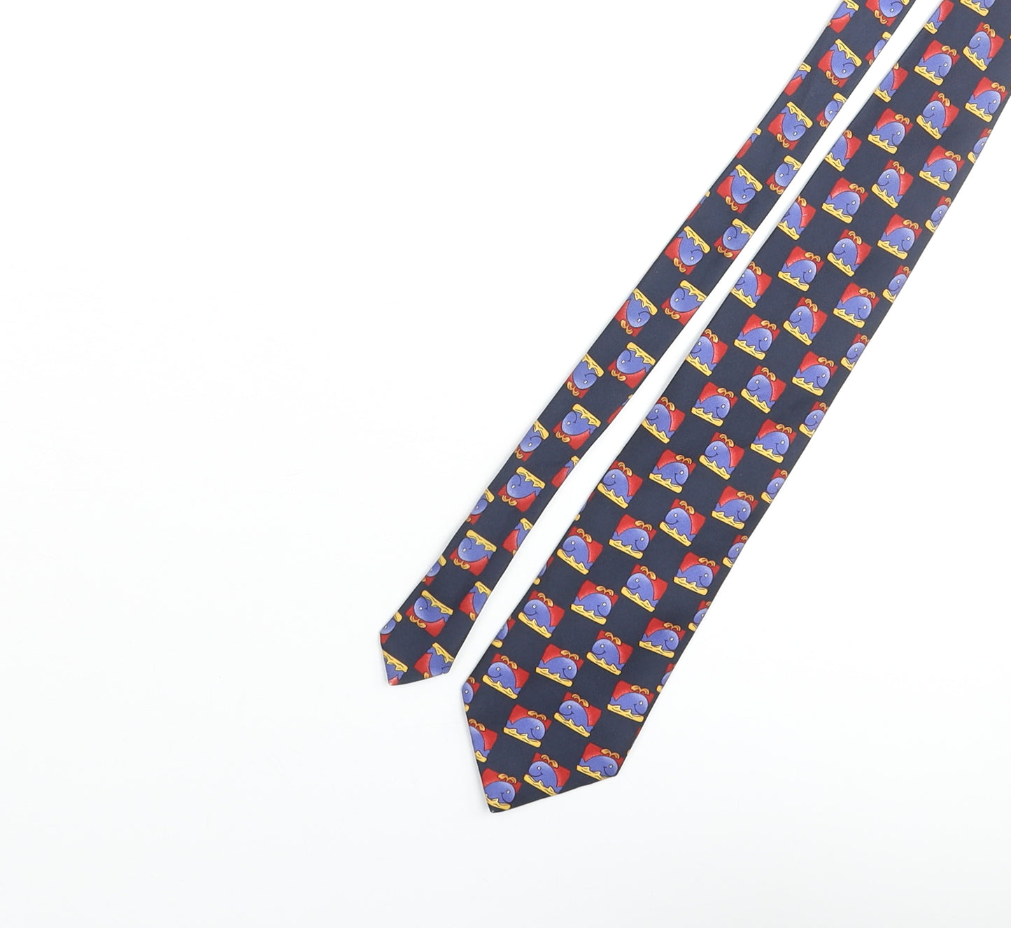Vintage Whale Mens Multicoloured Geometric Silk Pointed Tie One Size - Whale Print