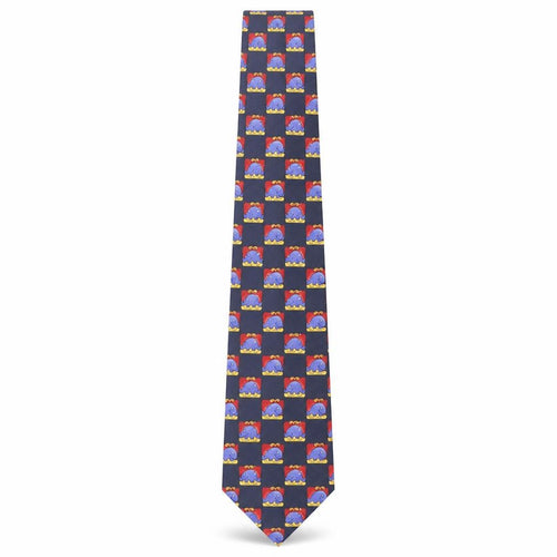 Vintage Whale Mens Multicoloured Geometric Silk Pointed Tie One Size - Whale Print