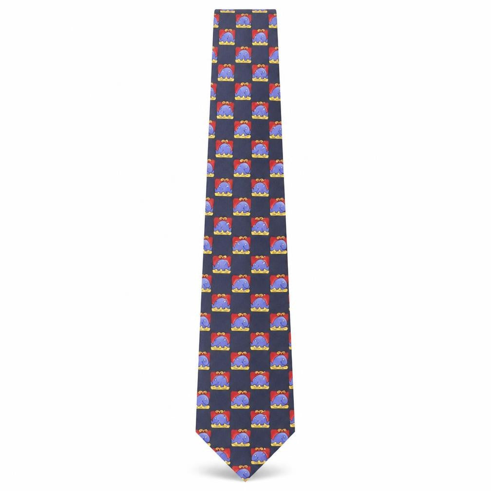 Vintage Whale Mens Multicoloured Geometric Silk Pointed Tie One Size - Whale Print