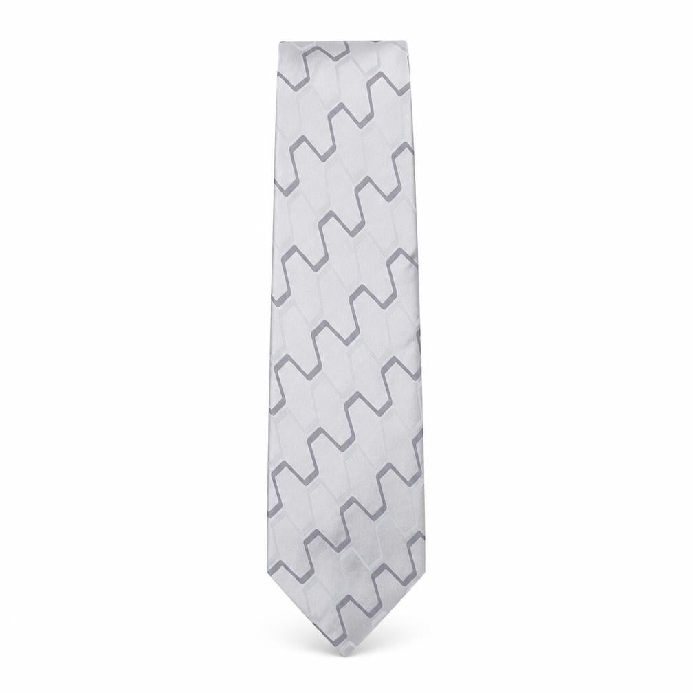 Front view of Next men’s grey geometric silk pointed tie one size