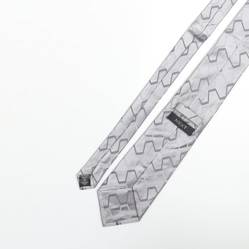 NEXT Mens Grey Geometric Silk Pointed Tie One Size