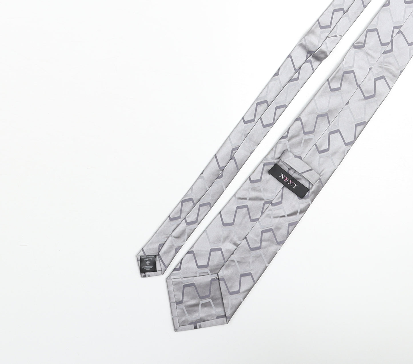 NEXT Mens Grey Geometric Silk Pointed Tie One Size
