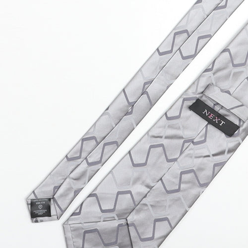 NEXT Mens Grey Geometric Silk Pointed Tie One Size