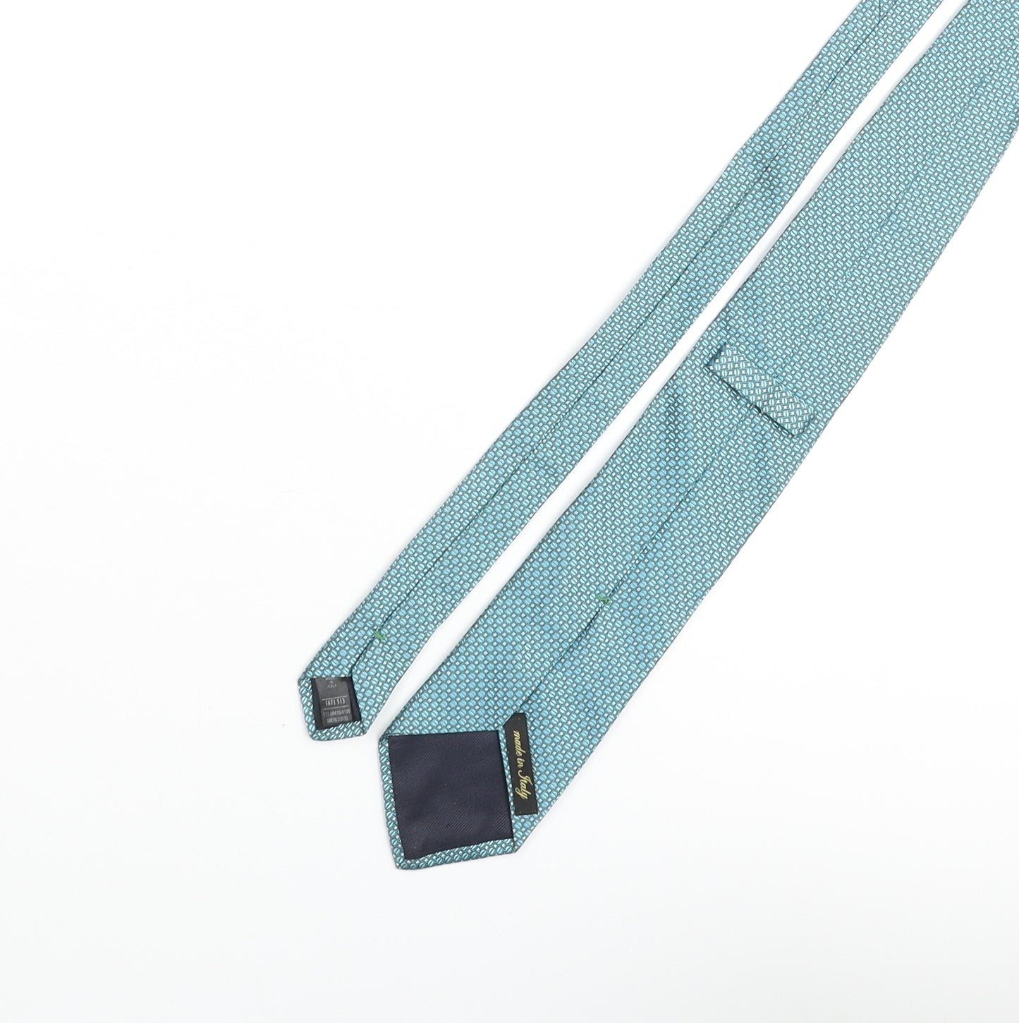 Marks and Spencer Mens Blue Geometric Silk Pointed Tie One Size