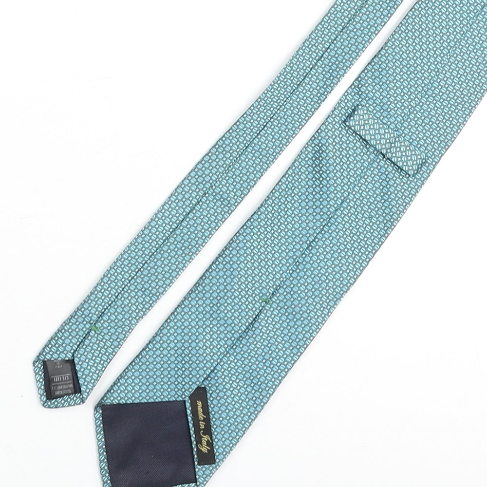 Marks and Spencer Mens Blue Geometric Silk Pointed Tie One Size