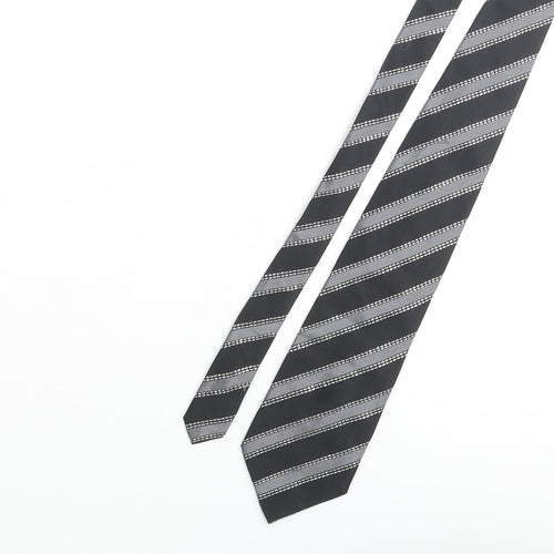 Linea Mens Black Striped Silk Pointed Tie One Size