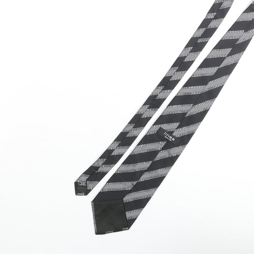 Linea Mens Black Striped Silk Pointed Tie One Size