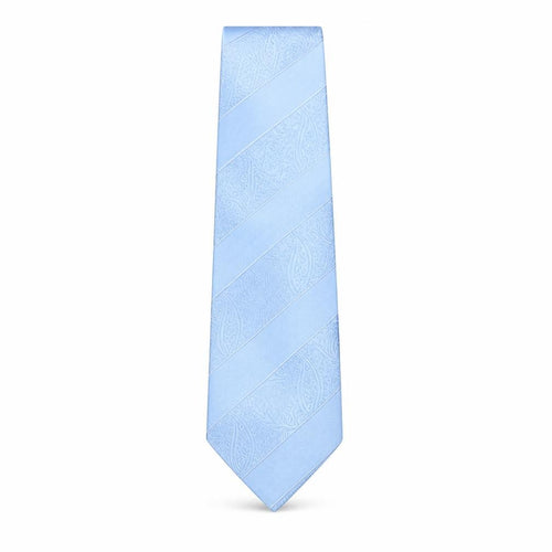 Hindern Mens Blue Striped Polyester Pointed Tie One Size - Paisley Detail