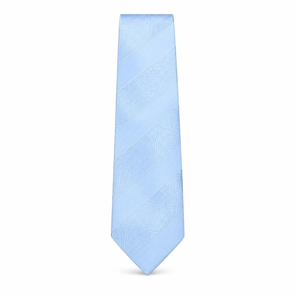 Hindern Mens Blue Striped Polyester Pointed Tie One Size - Paisley Detail