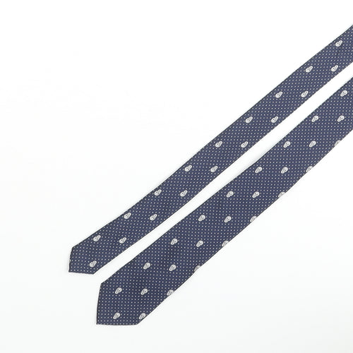 H. Brothers Mens Blue Polka Dot Polyester Pointed Tie One Size - Skull Print