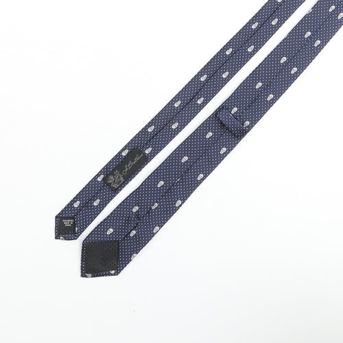 H. Brothers Mens Blue Polka Dot Polyester Pointed Tie One Size - Skull Print