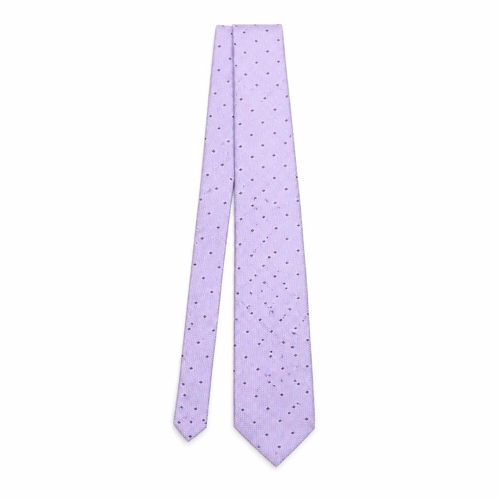 Front view of Greenwoods men’s purple geometric polyester pointed tie one size - diamond pattern