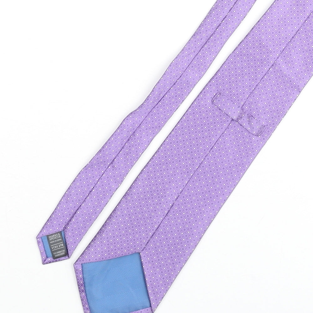 Marks and Mens Purple Geometric Silk Pointed Tie One Size