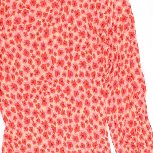 Zara Womens Multicoloured Floral Polyester Shirt Dress Size M Collared Button - Rouched