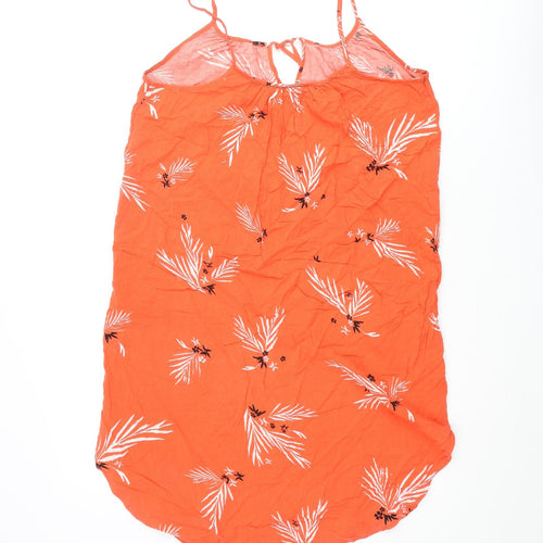 H&M Womens Pink Geometric Viscose Mini Size 6 Scoop Neck Tie - Leaf Print Keyhole Tassle