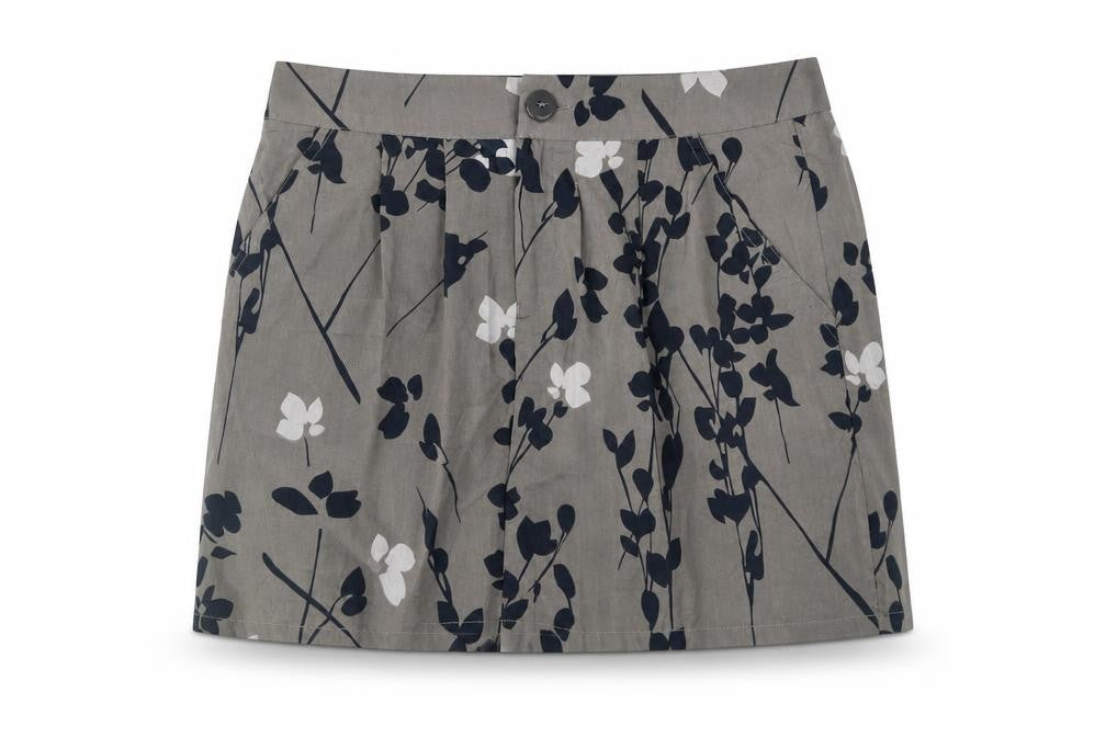 Front view of Gap women’s grey floral polyester mini skirt, size UK 6, zip