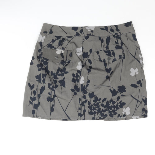 Gap Womens Grey Floral Polyester Mini Skirt Size 6 Zip