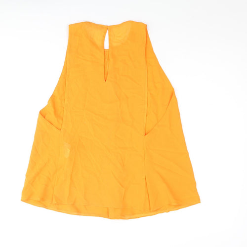 Zara Womens Orange Polyester Camisole Blouse Size L Round Neck