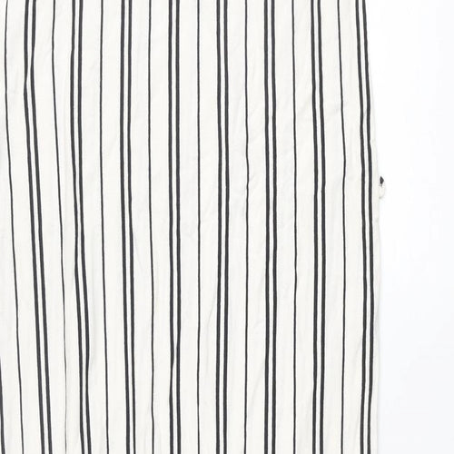 Garcia Womens Ivory Striped Cotton Maxi Size M Round Neck Pullover - Pocket Side Slits