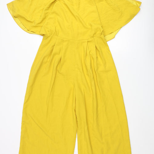 ASOS Womens Yellow Polyester Jumpsuit One-Piece Size 12 L21 in Zip - Batwing