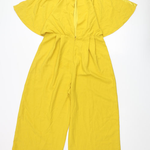 ASOS Womens Yellow Polyester Jumpsuit One-Piece Size 12 L21 in Zip - Batwing