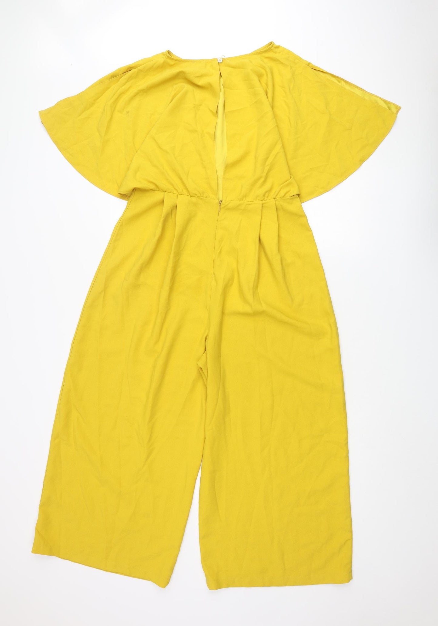ASOS Womens Yellow Polyester Jumpsuit One-Piece Size 12 L21 in Zip - Batwing
