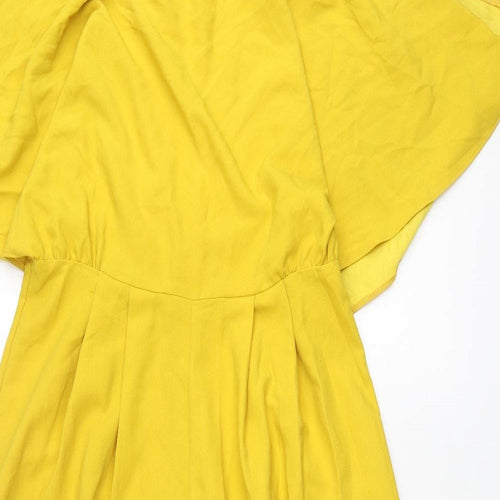 ASOS Womens Yellow Polyester Jumpsuit One-Piece Size 12 L21 in Zip - Batwing