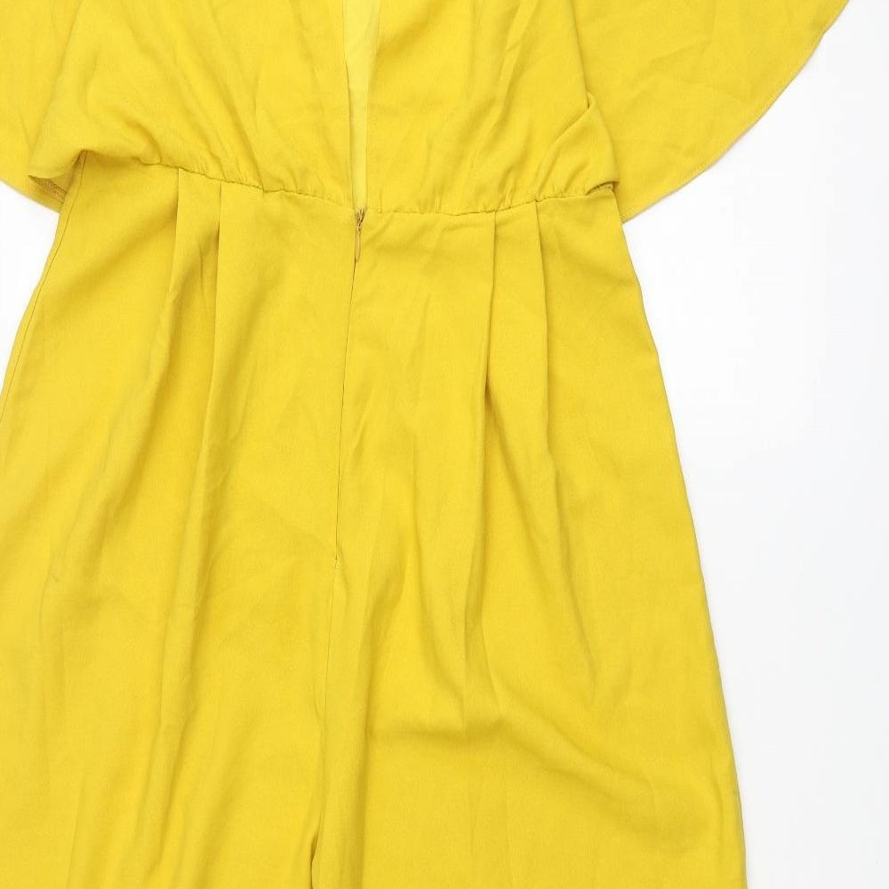 ASOS Womens Yellow Polyester Jumpsuit One-Piece Size 12 L21 in Zip - Batwing