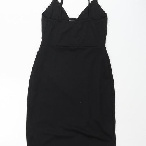 PRETTYLITTLETHING Womens Black Polyester Bodycon Size 6 Sweetheart Pullover - Cut Out