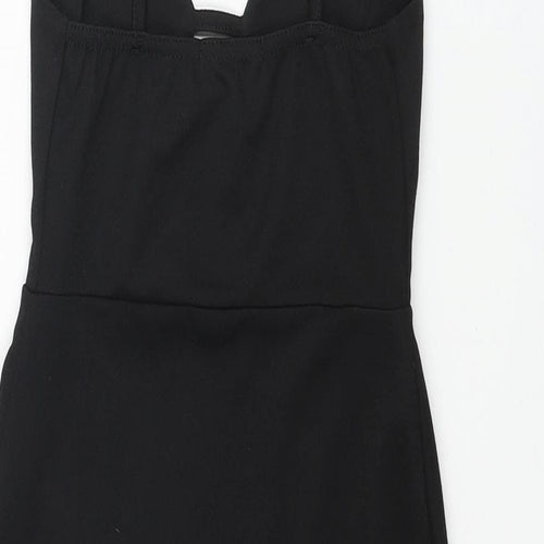 PRETTYLITTLETHING Womens Black Polyester Bodycon Size 6 Sweetheart Pullover - Cut Out