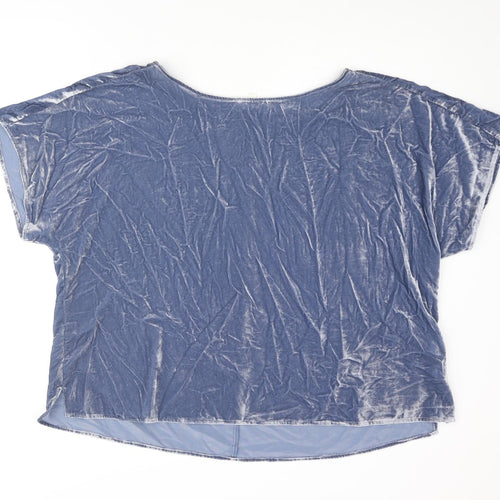 Per Una Womens Blue Geometric Viscose Basic Blouse Size 18 Boat Neck