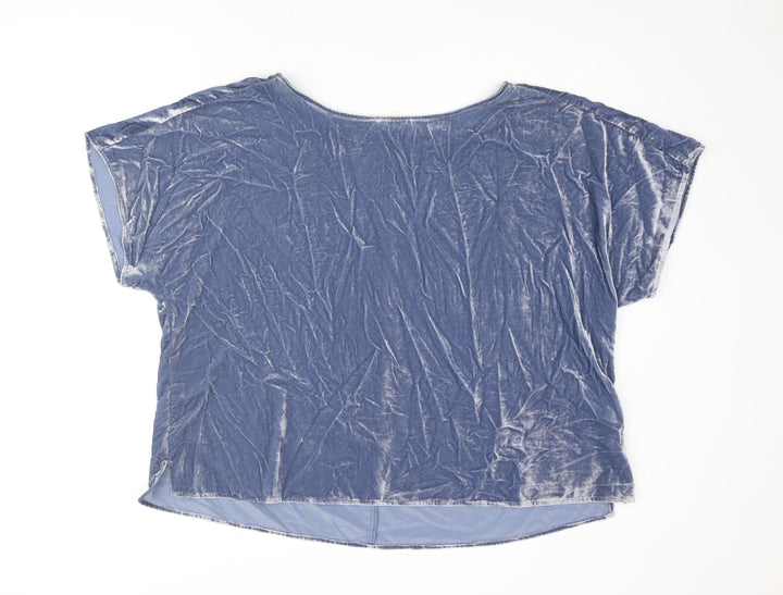 Per Una Womens Blue Geometric Viscose Basic Blouse Size 18 Boat Neck