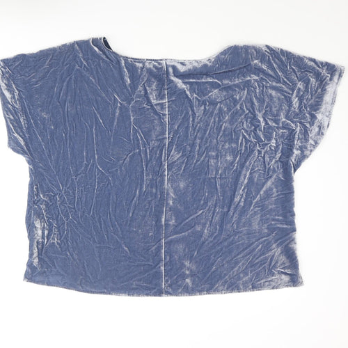 Per Una Womens Blue Geometric Viscose Basic Blouse Size 18 Boat Neck