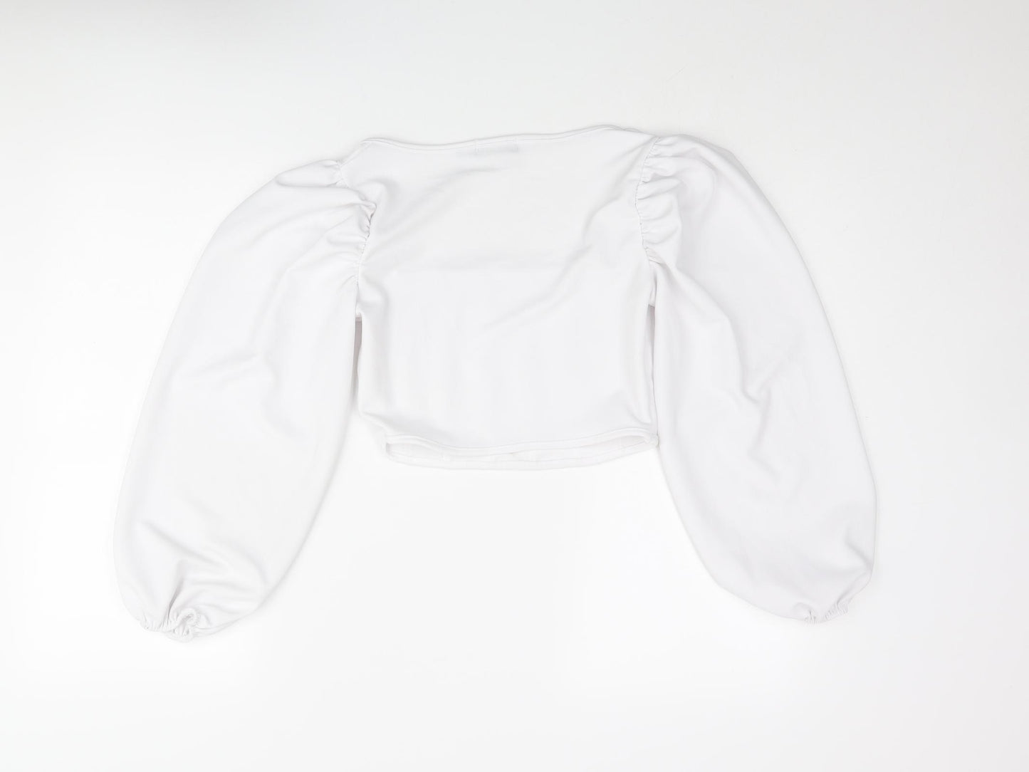 I SAW IT FIRST Womens White Polyester Cropped Blouse Size 6 Square Neck - Rouched Corset Style