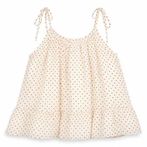 Mango Womens Ivory Polka Dot Viscose Camisole Blouse Size 8 Scoop Neck - Frill