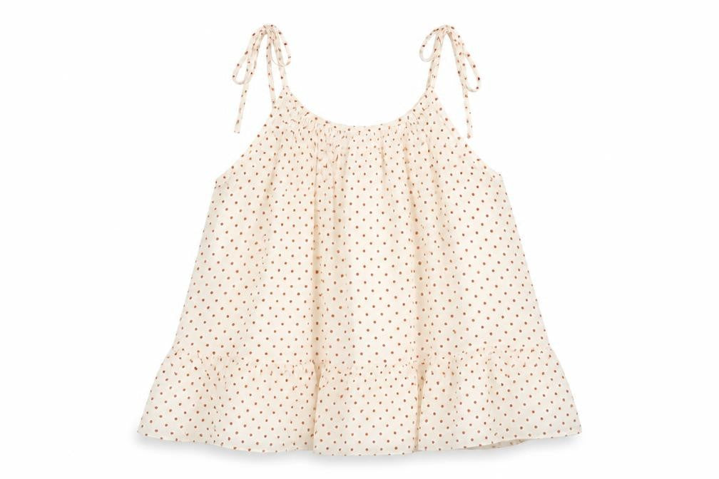 Mango Womens Ivory Polka Dot Viscose Camisole Blouse Size 8 Scoop Neck - Frill