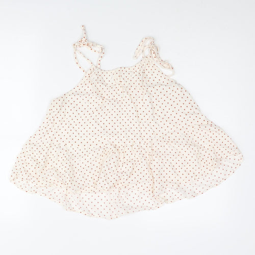 Mango Womens Ivory Polka Dot Viscose Camisole Blouse Size 8 Scoop Neck - Frill