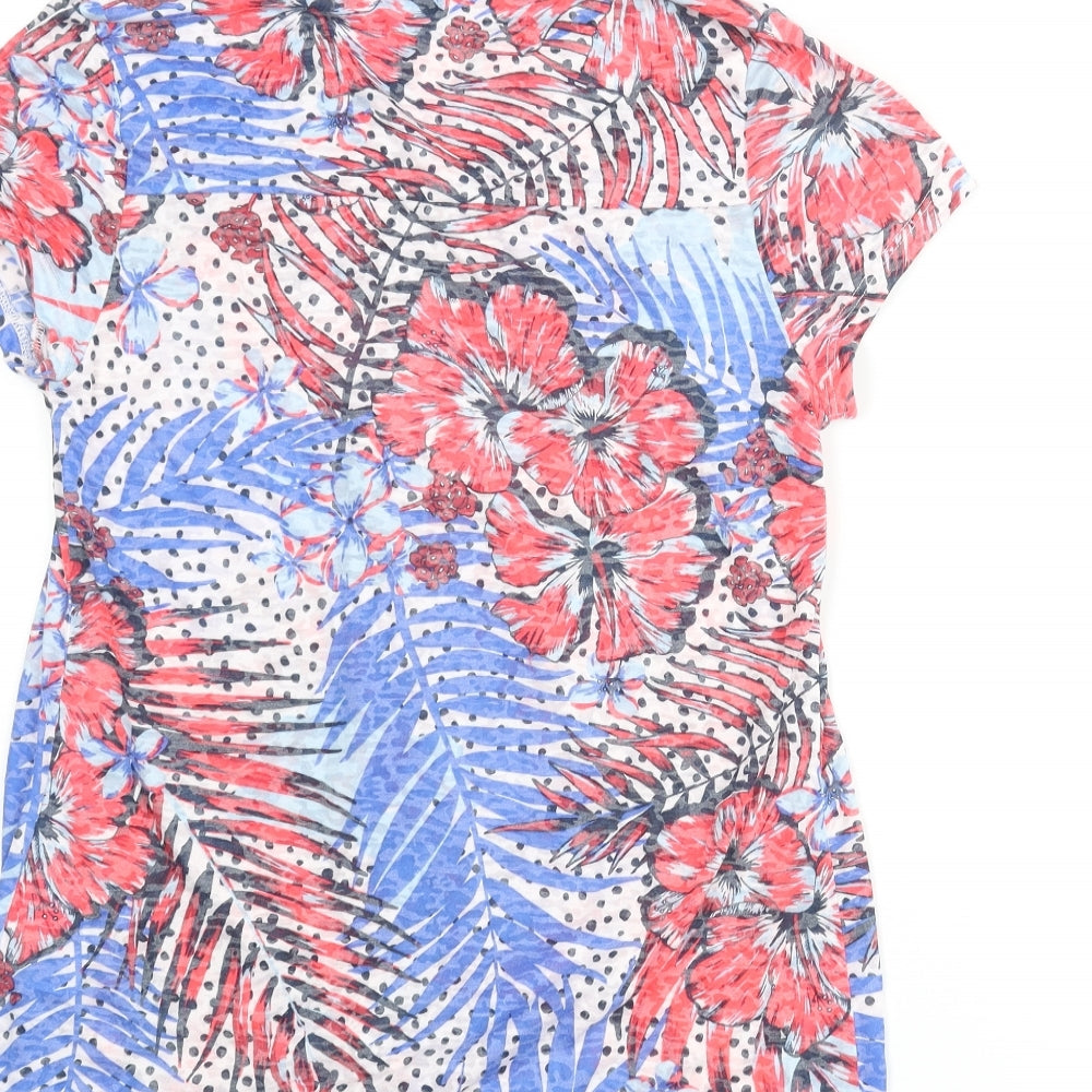 Roman Womens Multicoloured Geometric Polyester Basic Blouse Size 10 V-Neck - Floral Leaf Print