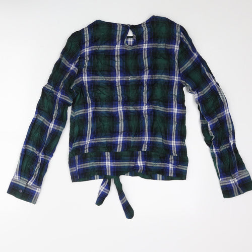 Innocence Womens Multicoloured Check Viscose Basic Blouse Size 8 Round Neck - Tie