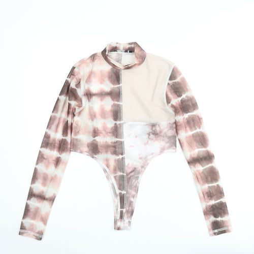 Boohoo Womens Multicoloured Tie Dye Polyester Bodysuit One-Piece Size 12 Snap - Semi Sheer