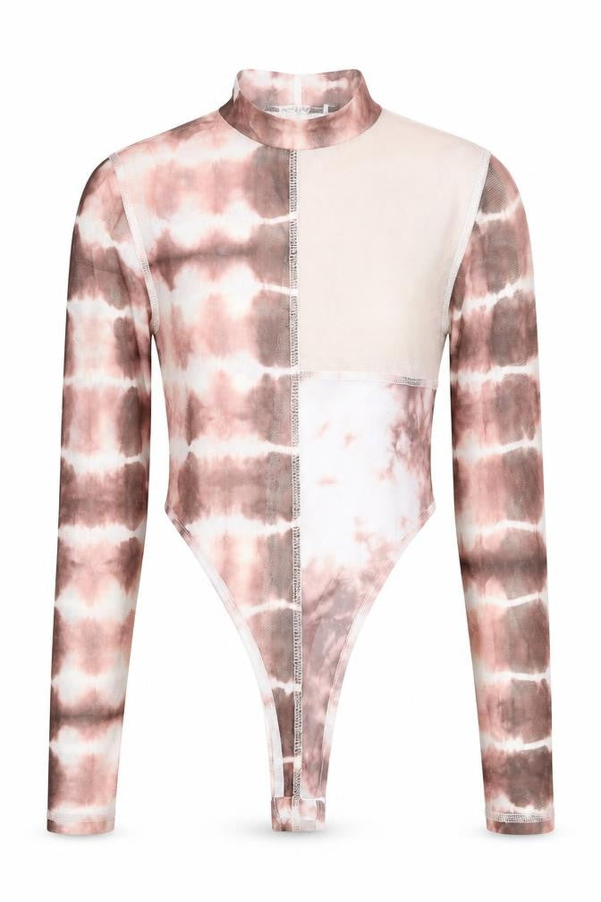 Boohoo Womens Multicoloured Tie Dye Polyester Bodysuit One-Piece Size 12 Snap - Semi Sheer