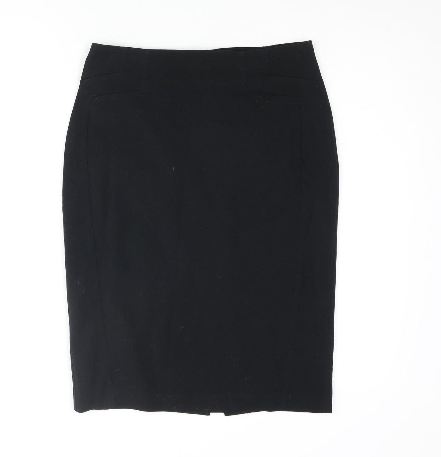 Marks and Spencer Womens Black Polyester Straight & Pencil Skirt Size 8 Zip