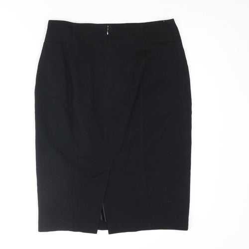 Marks and Spencer Womens Black Polyester Straight & Pencil Skirt Size 8 Zip