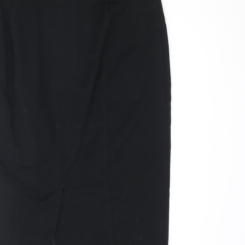 Marks and Spencer Womens Black Polyester Straight & Pencil Skirt Size 8 Zip