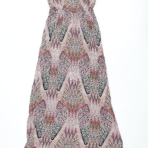 New Look Womens Multicoloured Geometric Viscose Maxi Size 8 Square Neck Pullover